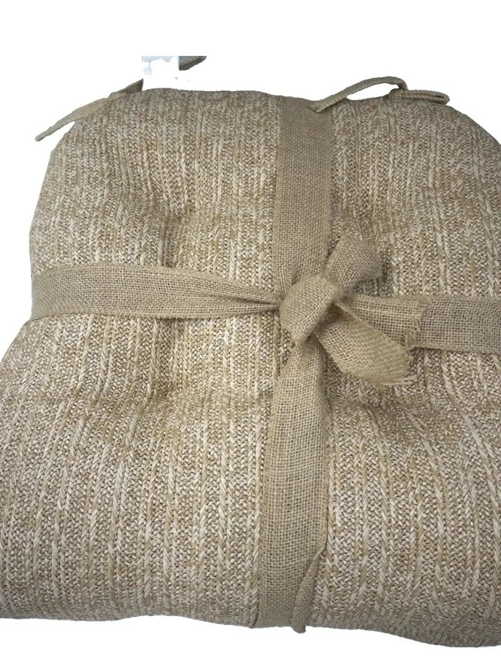 NEW x2 Tommy Bahama Seat Cushion Set Tan Woven Faux Straw Raffia Indoor Outdoor